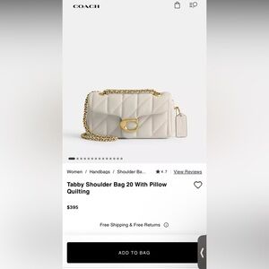 Coach Cream Tabby 20 bag with dustbag- worn out only once